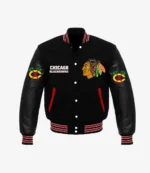 Chicago Blackhawks Team Black Varsity Jacket For Unisex