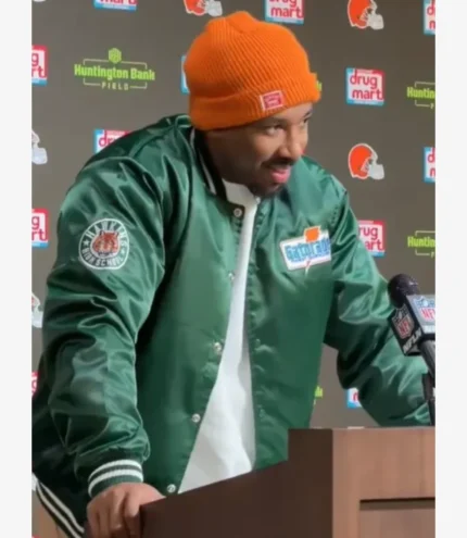 Cleveland Browns Myles Garrett Green Gatorade Varsity Jacket
