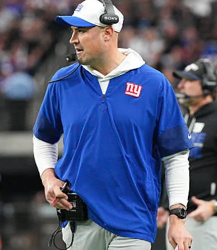 Unisex Coach Mike Kafka New York Giants Nike Blue Half-Zip Sideline T-Shirt