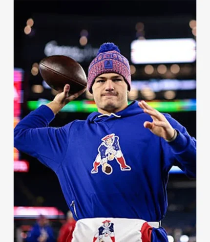 Unisex Drake Maye New England Patriots Combine Retro Fleece Pullover Hoodie