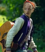 Unisex Ellie de Lange Run Away 2026 Purple and White Varsity Jacket