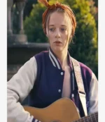 Ellie de Lange Run Away 2026 Purple and White Varsity Jacket