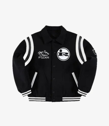 Unisex Golf Wang x Marty Supreme 2025 Rockwell Black Wool Varsity Jacket