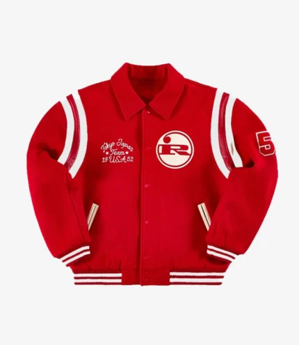 Unisex Golf Wang x Marty Supreme 2025 Rockwell Red Wool Varsity Jacket