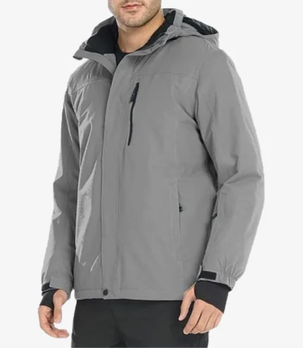 Unisex Grey Hooded Parka Winter Jacket