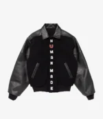 Unisex Human Made 2025 Black Stadium Wool & Leather Varsity Jacket