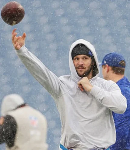 Josh Allen Buffalo Bills Pre-Game Warmup Grey Fleece Pullover Hoodie