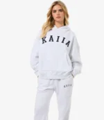Kaiia Slogan Oversized Grey Hoodie