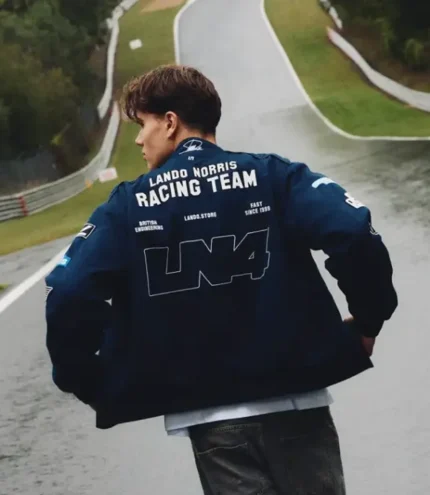 Lando Norris LN4 Racing Navy Blue Bomber Jacket