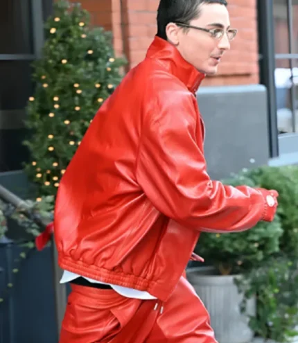 unisex Marty Supreme Timothee Chalamet Red Leather Jacket
