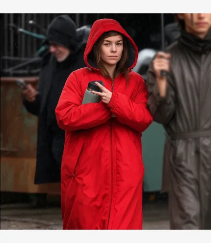 Unisex NYC 2025 Milly Alcock Red Hooded Coat