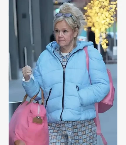 New York City 2025 Caroline Rhea Blue Puffer Hooded Jacket