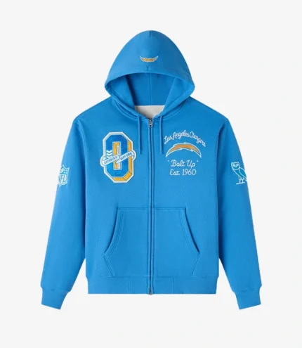 Unisex OVO Los Angeles Chargers Waffle Lined Blue Hoodie