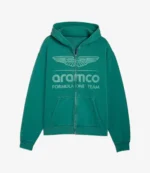 PUMA x Aston Martin Aramco F1 Team Green Zip-Up Hoodie in Fleece