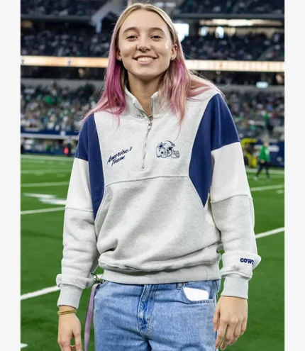 Unisex Paige Bueckers Abercrombie Dallas Cowboys Grey Fleece Quarter-Zip Sweatshirt