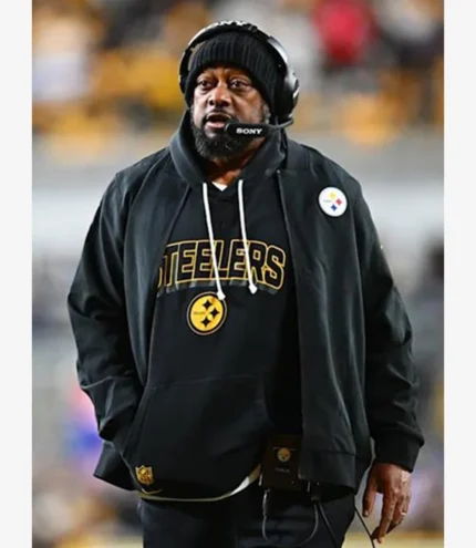 Unisex Pittsburgh Steelers Coach Mike Tomlin Nike 2025 Sideline Black Bomber Jacket