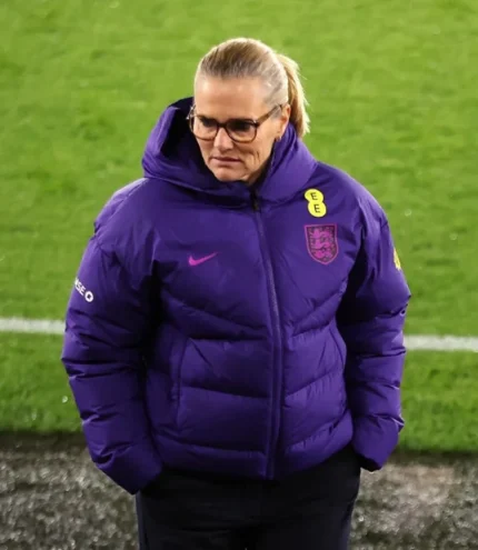 Sarina Wiegman England Lionesses Women’s International Friendly Nike Hood Puffer Jacket Purple