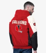 Starter Red Atlanta Falcons Oxford Crinkle Full-Snap Hoodie Jacket