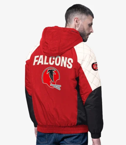 Starter Red Atlanta Falcons Oxford Crinkle Full-Snap Hoodie Jacket