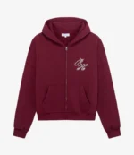 Unisex Trendy Pearl Red Zip-Up Hoodie