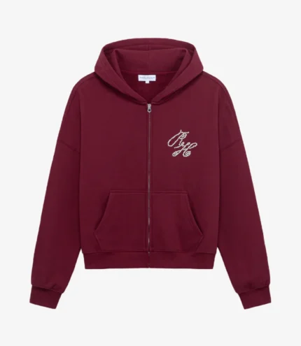 Unisex Trendy Pearl Red Zip-Up Hoodie