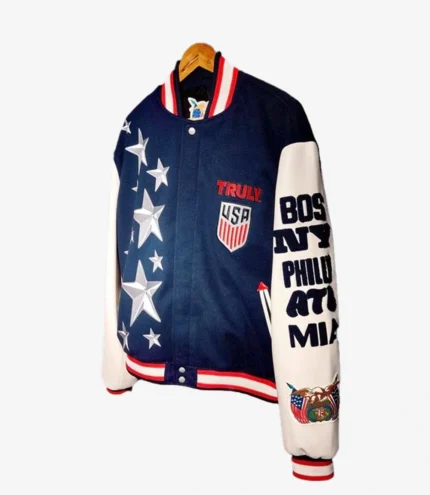 Unisex Truly x Jeff Hamilton 2025 US Soccer Wool With Leather Sleeves Varsity Jacket