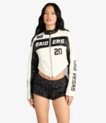Unisex Ultra Game NFL Las Vegas Raiders White Moto Jacket