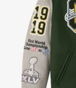 2025 Green Bay Packers OVO Wool Varsity Jacket in Green & Grey For Unisex