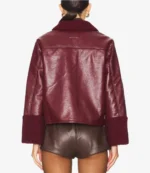 Ambyr Michelle TV Series Beyond the Gates 2025 Eva Thomas Maroon Leather Sherpa Jacket For Unisex