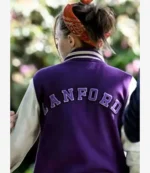 Ellie de Lange Run Away 2026 Purple and White Varsity Jacket For Unisex