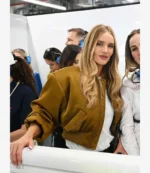 Formula 1 Qatar Grand Prix 2025 Rosie Huntington Whiteley Golden Satin Bomber Jacket For Unisex