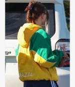 Hailey Bieber Marty Supreme Brazil Yellow & Green Full-Zip Hooded Jacket For Unisex