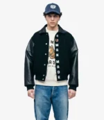 Human Made 2025 Black Stadium Wool & Leather Varsity Jacket For Unisex