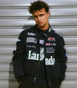 Lando Norris LN4 Racing Navy Blue Bomber Jacket For Unisex