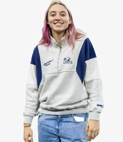Paige Bueckers Abercrombie Dallas Cowboys Grey Fleece Quarter-Zip Sweatshirt