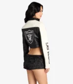 Ultra Game NFL Las Vegas Raiders White Moto Jacket For Unisex