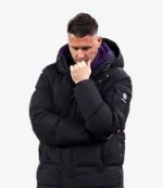 Wolverhampton Wanderers FC Coach Rob Edwards 2025 Black Hooded Parachute Puffer Jacket For Unisex