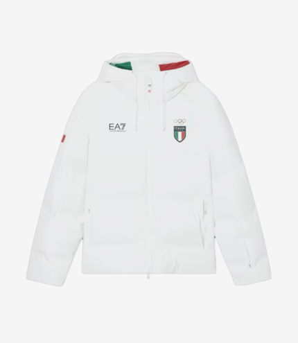 Unisex Winter Olympics 2026 Team Italy EA7 Emporio Armani Ski White Puffer Jacket