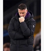 Wolverhampton Wanderers FC Coach Rob Edwards 2025 Black Hooded Parachute Puffer Jacket