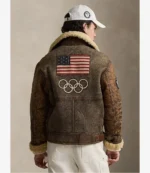 2026 Milano Cortina Winter Olympics Team USA Shearling Flight Leather Jacket