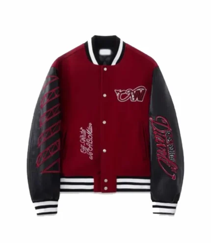 Unisex AC Milan x Off-White Ruben Loftus-Cheek Maroon Varsity Jacket