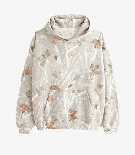 Unisex Abercrombie Essential Popover Hoodie White Camo