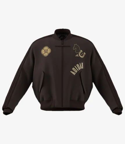 Unisex Adidas Chinese New Year 2026 3 Stripes Modern China Brown Padded Bomber Jacket
