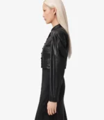 All Saints Sadie Cropped Black Leather Jacket