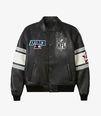 Unisex Avirex x Starter Super Bowl LX Black Leather Bomber Jacket