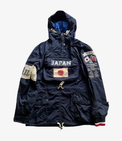 Unisex BEAMS x Polo Ralph Lauren Japan Navy Blue & White Anorak Jacket