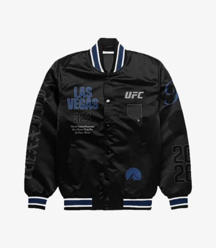 Black UFC 324 Las Vegas Full-Snap Bomber Jacket For Unisex