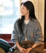 Unisex Can This Love Be Translated Hyunri Blue Contrast Stitch Denim-effect Jacket