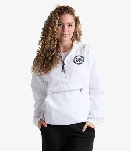 Unisex Charles River x New England Patriots 2026 Unisex Pack-N-Go Half-Zip Pullover White Jacket