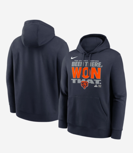 Chicago Bears NFC North Champions Trophy 2025 Navy Blue Hoodie 1